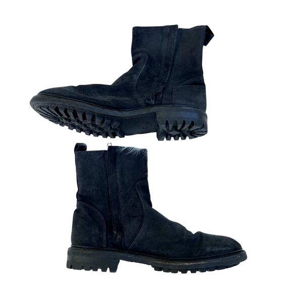 Allen Edmonds Black Suede Leather Lug Sole Side Zip Boots Size 9.5D - Picture 2 of 8